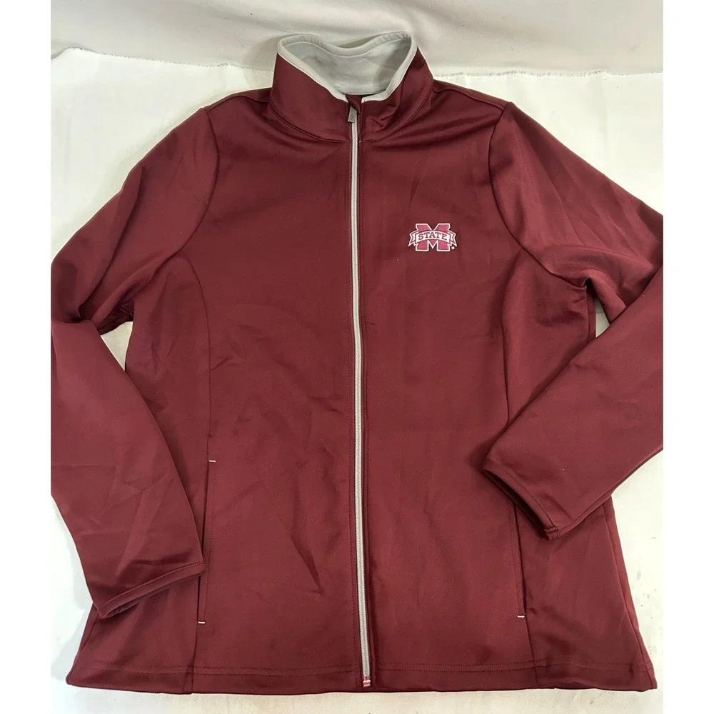 Mississippi State Bulldogs Jacket Women's XL Maroon‎ Full Zip MSU Antigua